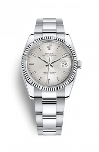 Watch Winder for watch Rolex Date Oyster Perpetual Date 34 Stainless Steel Fluted / Oyster / Silver