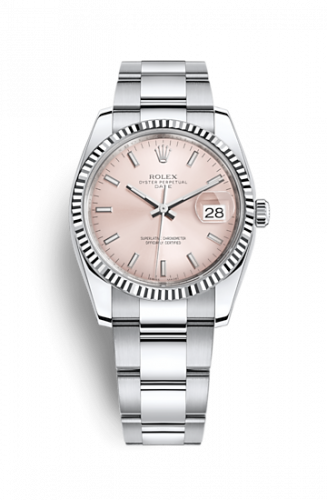 Watch Winder for watch Rolex Date Oyster Perpetual Date 34 Stainless Steel Fluted / Oyster / Pink