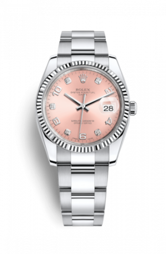 Watch Winder for watch Rolex Date Oyster Perpetual Date 34 Stainless Steel Fluted / Oyster / Pink Arabic