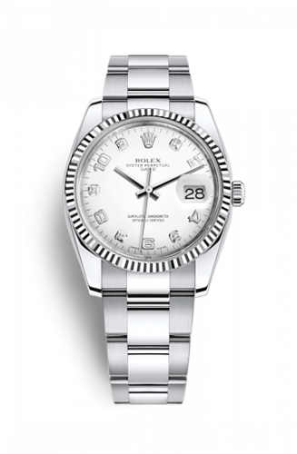 Watch Winder for watch Rolex Date Oyster Perpetual Date 34 Stainless Steel Fluted / Oyster / White Arabic