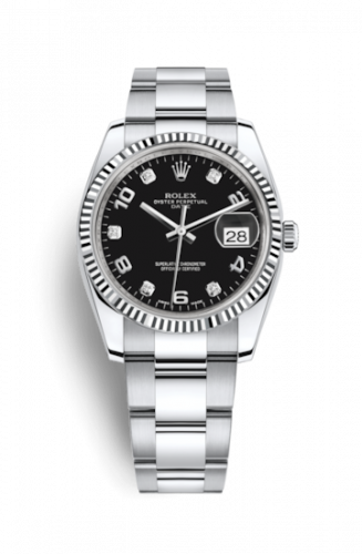 Watch Winder for watch Rolex Date Oyster Perpetual Date 34 Stainless Steel Fluted / Oyster / Black Arabic