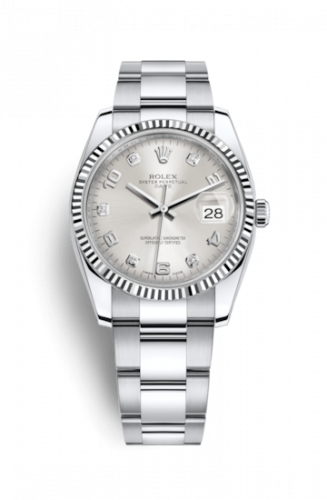 Watch Winder for watch Rolex Date Oyster Perpetual Date 34 Stainless Steel Fluted / Oyster / Silver Arabic