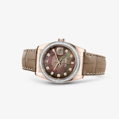 Remontoir à montres pour montre Rolex Datejust 36 Datejust 36 Everose Strap Noire Matypique of Pearl Diamonds