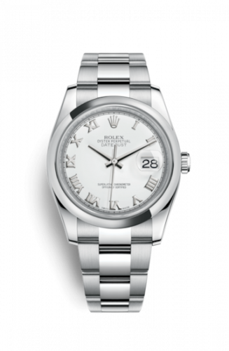 Remontoir à montres pour montre Rolex Datejust 36 Datejust 36 Stainless Steel Domed / Oyster / Blanc Roman