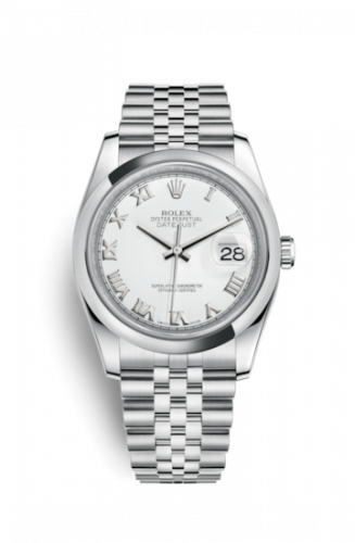 Remontoir à montres pour montre Rolex Datejust 36 Datejust 36 Stainless Steel Domed / Jubilee / Blanc Roman
