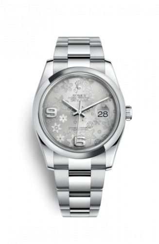Remontoir à montres pour montre Rolex Datejust 36 Datejust 36 Stainless Steel Domed / Oyster / Argent Floral