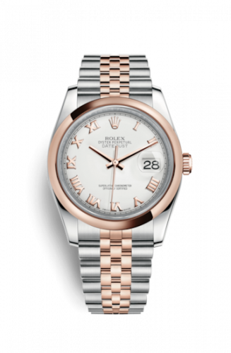 Remontoir à montres pour montre Rolex Datejust 36 Datejust 36 Rolesor Everose Domed / Jubilee / Blanc Roman