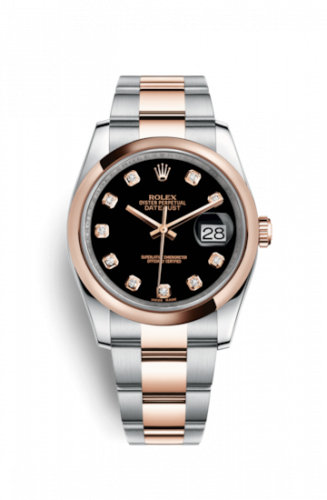 Remontoir à montres pour montre Rolex Datejust 36 Datejust 36 Rolesor Everose Domed / Oyster / Noire Diamond