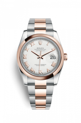 Remontoir à montres pour montre Rolex Datejust 36 Datejust 36 Rolesor Everose Domed / Oyster / Ivoire Roman