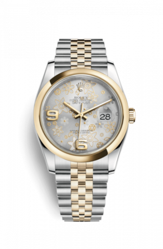 Remontoir à montres pour montre Rolex Datejust 36 Datejust 36 Rolesor Yellow Domed / Jubilee / Argent Floral
