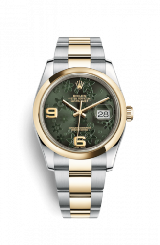 Remontoir à montres pour montre Rolex Datejust 36 Datejust 36 Rolesor Yellow Domed / Oyster / Verte Floral