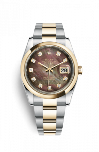 Remontoir à montres pour montre Rolex Datejust 36 Datejust 36 Rolesor Yellow Domed / Oyster / Marron MOP