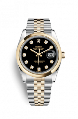Remontoir à montres pour montre Rolex Datejust 36 Datejust 36 Rolesor Yellow Domed / Jubilee / Noire Diamond