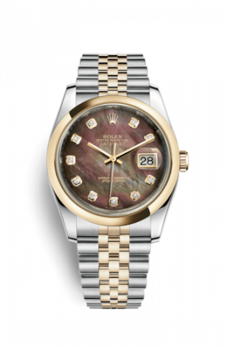 Remontoir à montres pour montre Rolex Datejust 36 Datejust 36 Rolesor Yellow Domed / Jubilee / Marron MOP