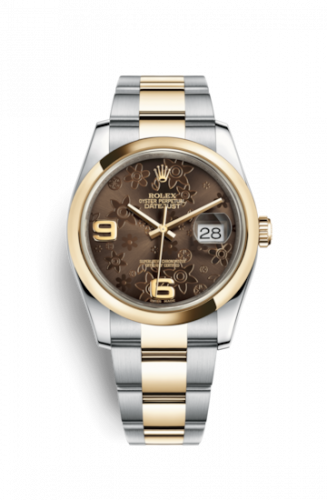 Remontoir à montres pour montre Rolex Datejust 36 Datejust 36 Rolesor Yellow Domed / Oyster / Bronze Floral
