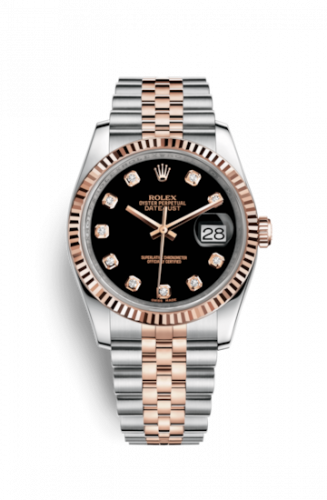 Remontoir à montres pour montre Rolex Datejust 36 Datejust 36 Rolesor Everose Fluted / Jubilee / Noire Diamonds