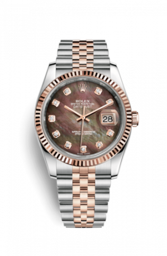 Remontoir à montres pour montre Rolex Datejust 36 Datejust 36 Rolesor Everose Fluted / Jubilee / Noire MOP
