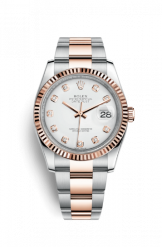 Remontoir à montres pour montre Rolex Datejust 36 Datejust 36 Rolesor Everose Fluted / Oyster / Blanc Diamonds