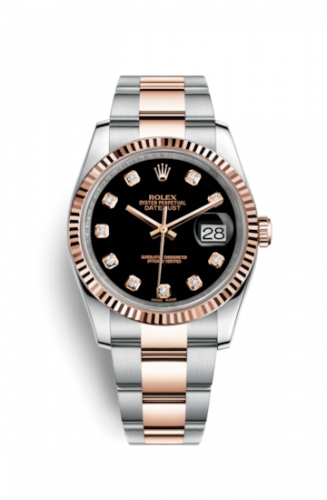 Remontoir à montres pour montre Rolex Datejust 36 Datejust 36 Rolesor Everose Fluted / Oyster / Noire Diamond