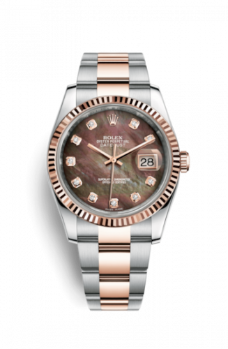 Remontoir à montres pour montre Rolex Datejust 36 Datejust 36 Rolesor Everose Fluted / Oyster / Noire MOP