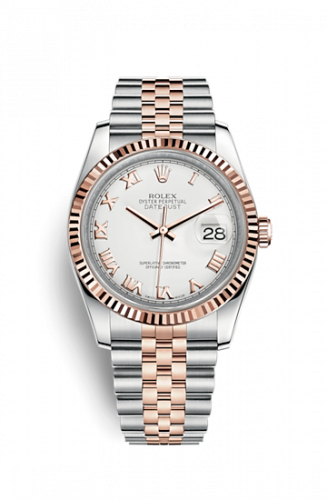 Remontoir à montres pour montre Rolex Datejust 36 Datejust 36 Rolesor Everose Fluted / Jubilee / Blanc Roman