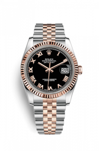 Remontoir à montres pour montre Rolex Datejust 36 Datejust 36 Rolesor Everose Fluted / Jubilee / Noire Roman