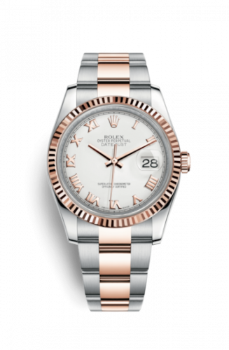 Remontoir à montres pour montre Rolex Datejust 36 Datejust 36 Rolesor Everose Fluted / Oyster / Blanc Roman