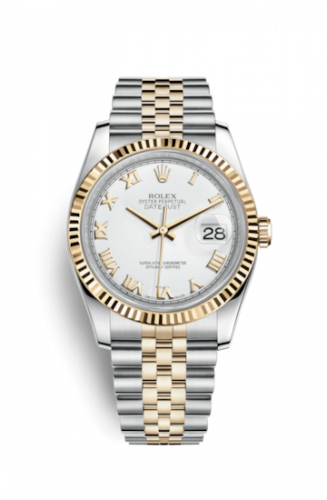 Remontoir à montres pour montre Rolex Datejust 36 Datejust 36 Rolesor Yellow Fluted / Jubilee / Blanc Roman