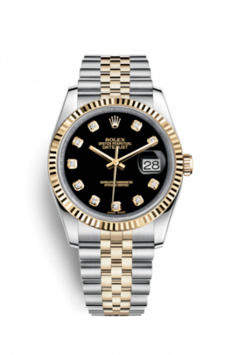 Remontoir à montres pour montre Rolex Datejust 36 Datejust 36 Rolesor Yellow Fluted / Jubilee / Noire Diamond