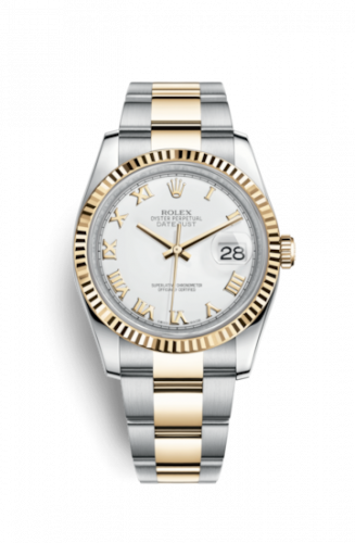 Remontoir à montres pour montre Rolex Datejust 36 Datejust 36 Rolesor Yellow Fluted / Oyster / Blanc Roman