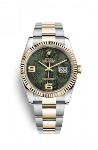 Remontoir à montres pour montre Rolex Datejust 36 Datejust 36 Rolesor Yellow Fluted / Oyster / Verte Floral