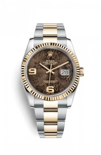 Remontoir à montres pour montre Rolex Datejust 36 Datejust 36 Rolesor Yellow Fluted / Oyster / Bronze Floral