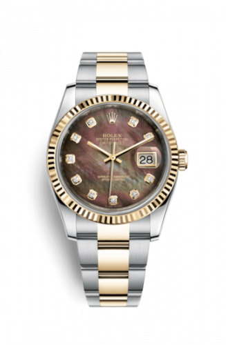 Remontoir à montres pour montre Rolex Datejust 36 Datejust 36 Rolesor Yellow Fluted / Oyster / Noire MOP