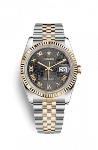 Remontoir à montres pour montre Rolex Datejust 36 Datejust 36 Rolesor Yellow Fluted / Jubilee / Noire Computer Roman