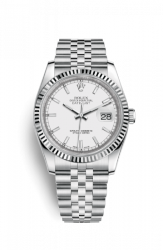 Remontoir à montres pour montre Rolex Datejust 36 Datejust 36 Stainless Steel Fluted / Jubilee / Blanc