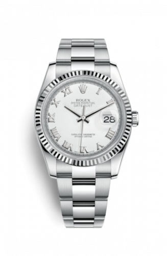 Remontoir à montres pour montre Rolex Datejust 36 Datejust 36 Stainless Steel Fluted / Oyster / Blanc Roman