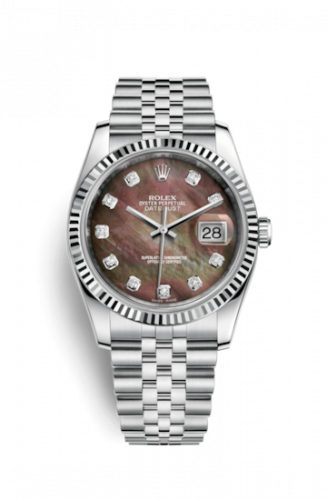 Remontoir à montres pour montre Rolex Datejust 36 Datejust 36 Stainless Steel Fluted / Jubilee / Marron MOP