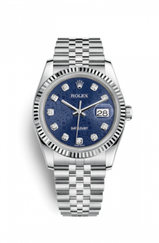 Remontoir à montres pour montre Rolex Datejust 36 Datejust 36 Stainless Steel Fluted / Jubilee / Bleu Computer