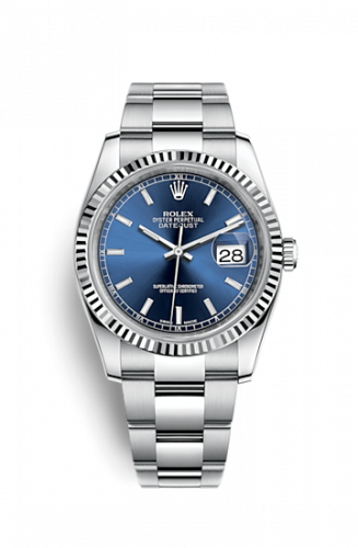 Remontoir à montres pour montre Rolex Datejust 36 Datejust 36 Stainless Steel Fluted / Oyster / Bleu