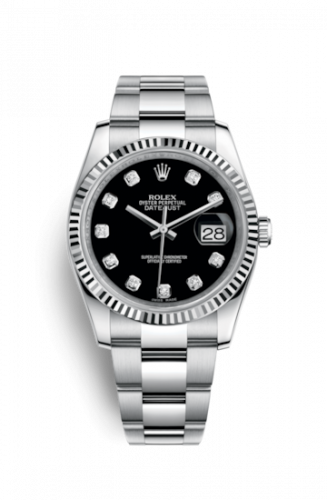 Remontoir à montres pour montre Rolex Datejust 36 Datejust 36 Stainless Steel Fluted / Oyster / Noire Diamond