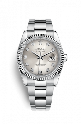 Remontoir à montres pour montre Rolex Datejust 36 Datejust 36 Stainless Steel Fluted / Oyster / Argent Diamond