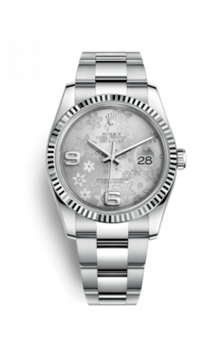 Remontoir à montres pour montre Rolex Datejust 36 Datejust 36 Stainless Steel Fluted / Oyster / Argent Floral