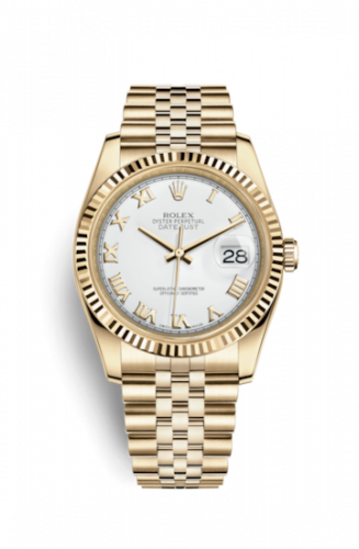 Remontoir à montres pour montre Rolex Datejust 36 Datejust 36 Yellow Or Fluted / Jubilee / Blanc Roman