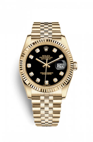Remontoir à montres pour montre Rolex Datejust 36 Datejust 36 Yellow Or Fluted / Jubilee / Noire Diamonds