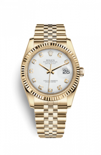 Remontoir à montres pour montre Rolex Datejust 36 Datejust 36 Yellow Or Fluted / Jubilee / Blanc Diamonds