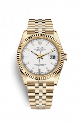 Remontoir à montres pour montre Rolex Datejust 36 Datejust 36 Yellow Or Fluted / Jubilee / Blanc