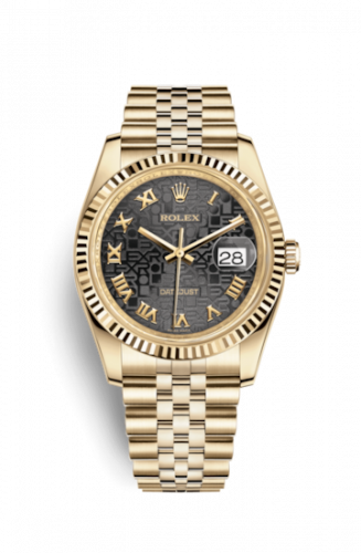 Remontoir à montres pour montre Rolex Datejust 36 Datejust 36 Yellow Or Fluted / Jubilee / Noire Computer Roman