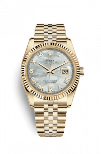 Remontoir à montres pour montre Rolex Datejust 36 Datejust 36 Yellow Or Fluted / Jubilee / MOP Roman