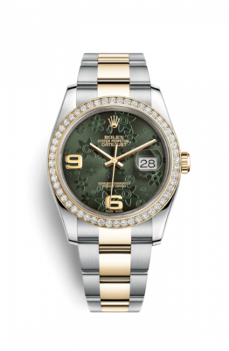 Remontoir à montres pour montre Rolex Datejust 36 Datejust 36 Rolesor Yellow Diamond / Oyster / Verte Floral