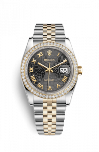 Remontoir à montres pour montre Rolex Datejust 36 Datejust 36 Rolesor Yellow Diamond / Jubilee / Noire Computer Roman
